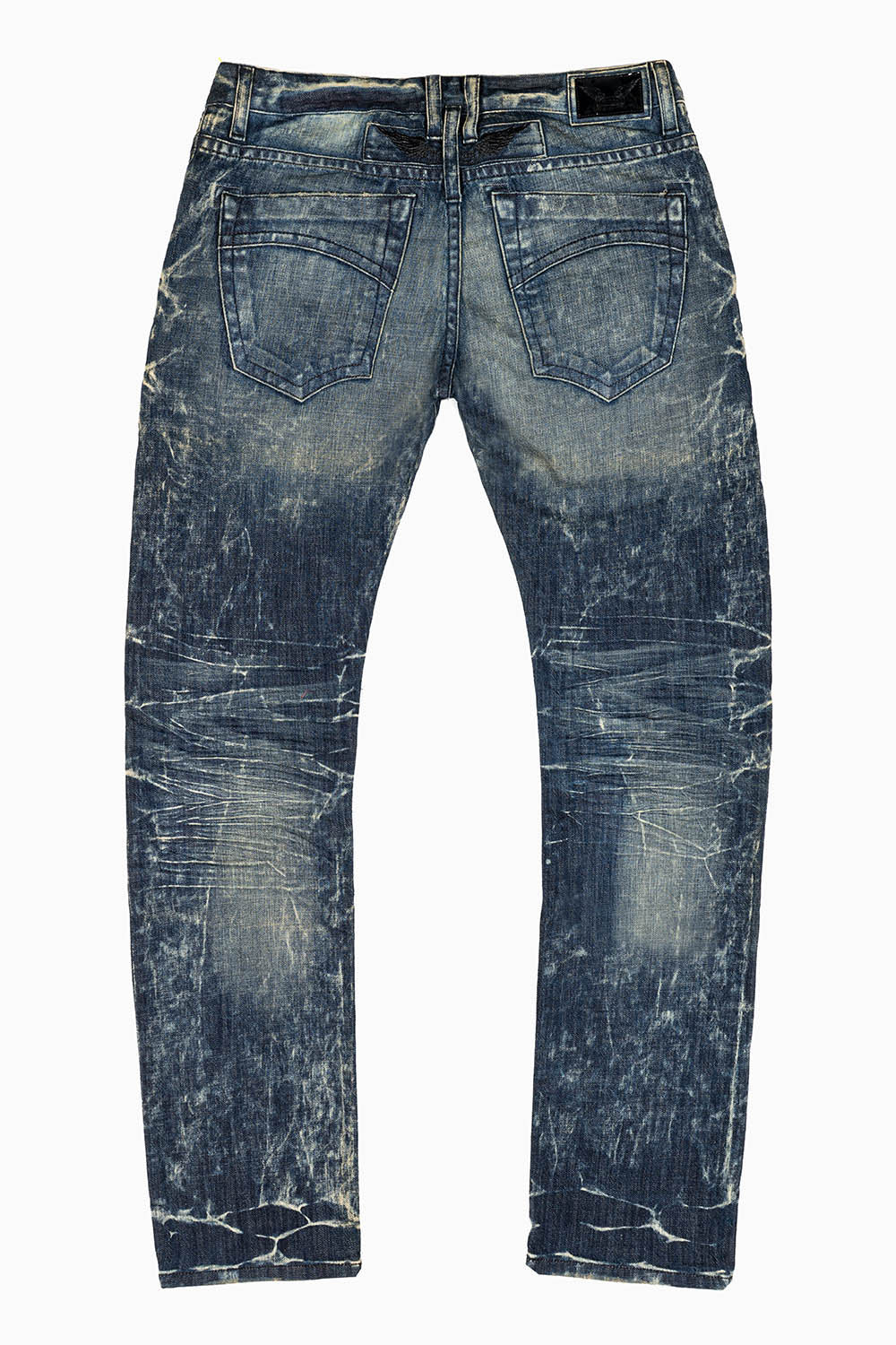 MENS MOTORCYCLE ZIPPERS SLIM JEANS IN BLUE 4D DARK WASH