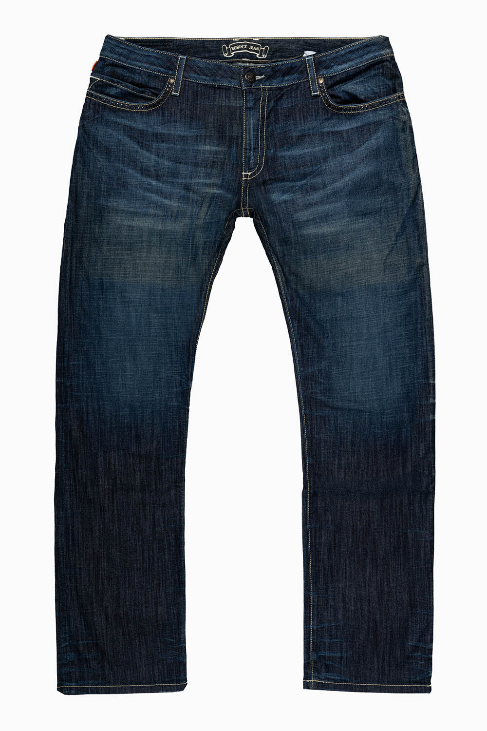 MENS CLASSIC 5 POCKET STRAIGHT LEG JEANS IN VINTAGE DARK WASH WITH CRYSTALS