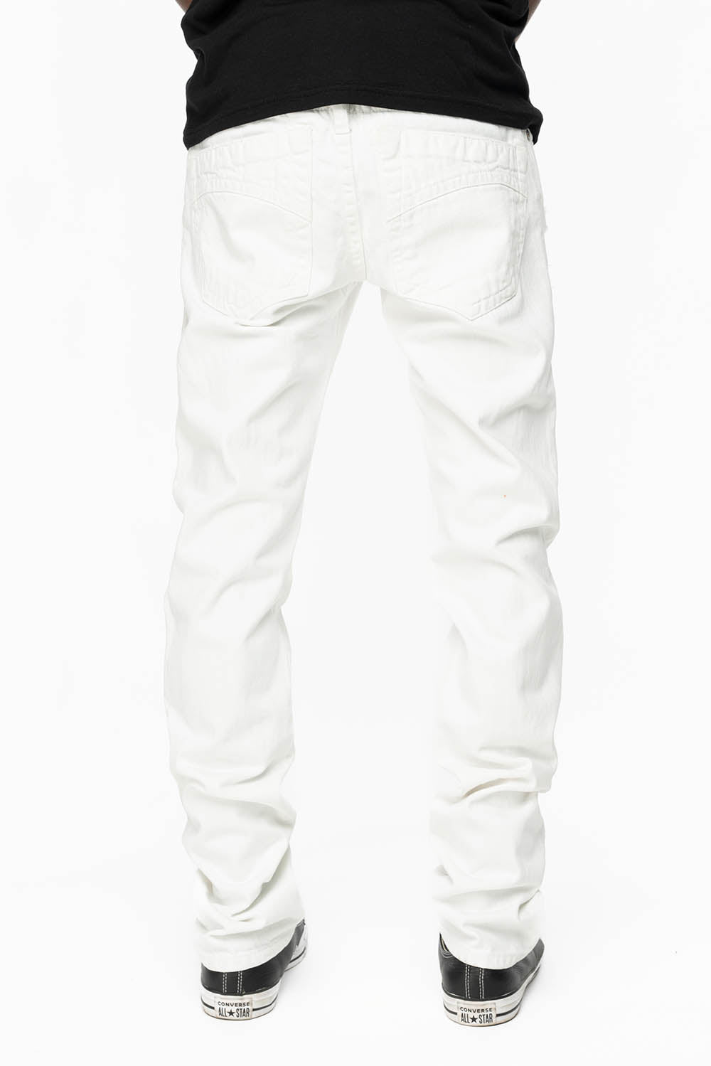 MENS CLASSIC 5 POCKET SLIM LEG JEANS IN WHITE BROKEN