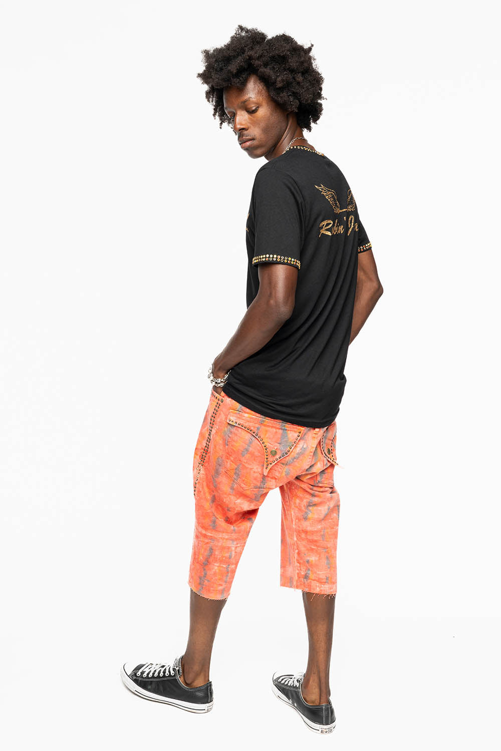 MENS SHORT WITH FLAP POCKETS IN DUBLIN WASH WITH SMOKEY TOPAZ CRYSTALS
