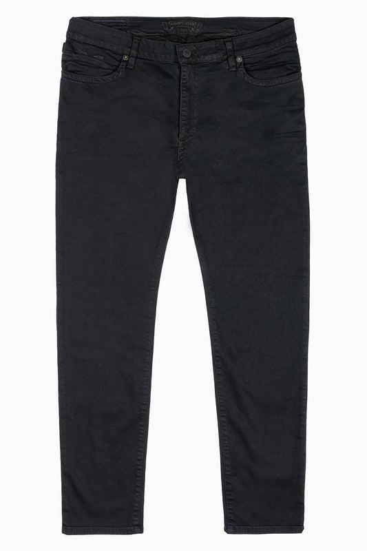 MENS SKINNY JEANS IN PURE BLACK WASH WITH TONAL WING EMBROIDERY