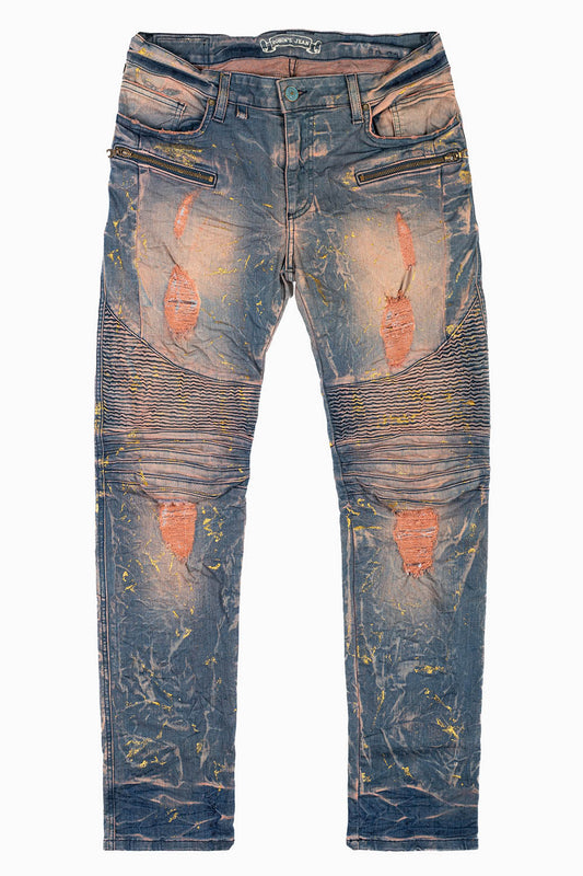 MENS BIKER JEANS MINERAL CHARCOAL WASH