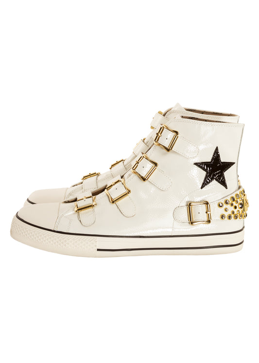 TEAM ROBIN HIGH TOP IN WHITE W/ CRYSTALS