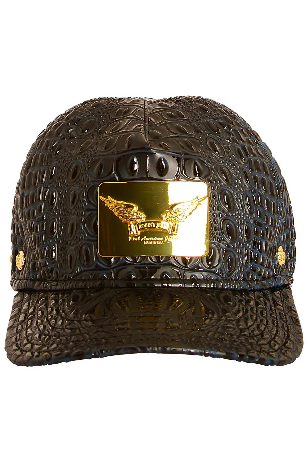 ROBIN'S GOLD TAG CAP IN NAVY CROC