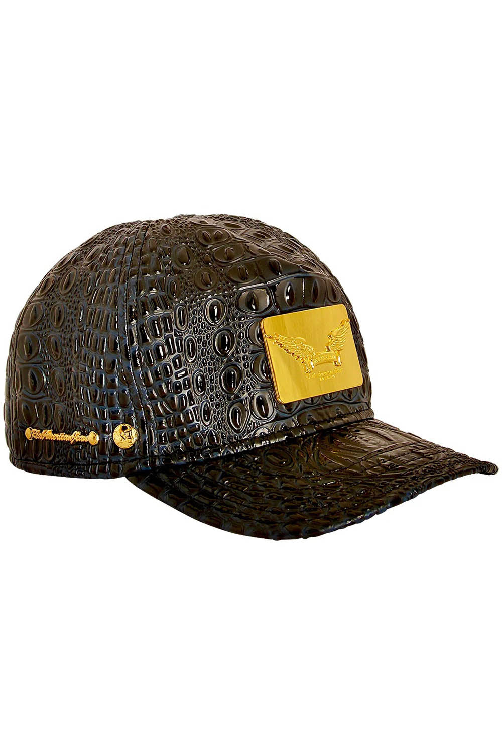 ROBIN'S GOLD TAG CAP IN NAVY CROC