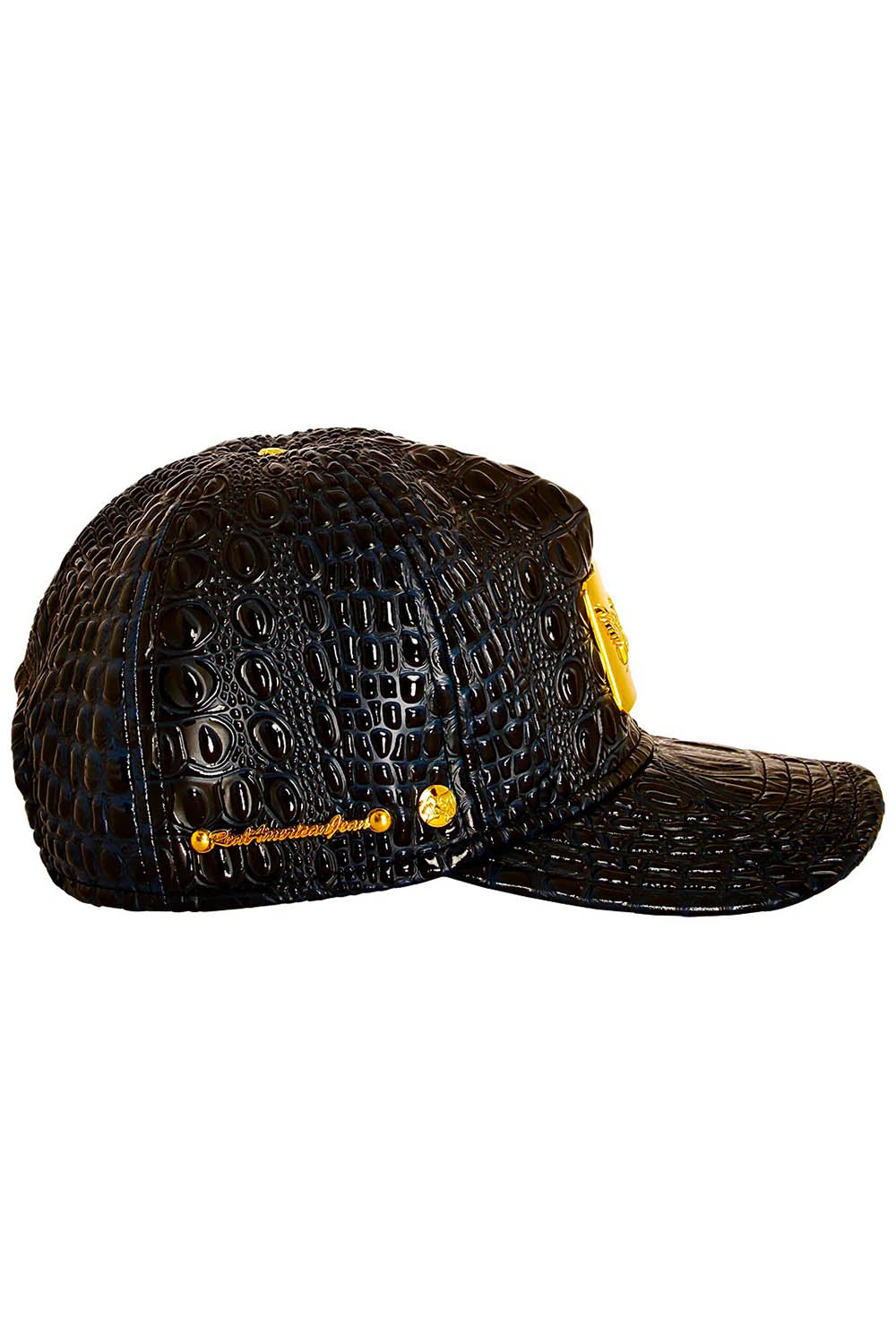 ROBIN'S GOLD TAG CAP IN NAVY CROC