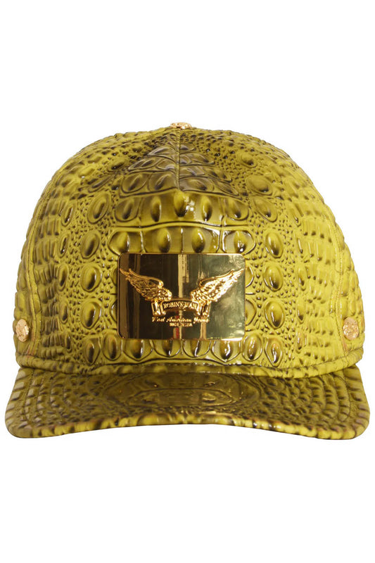 ROBIN'S GOLD TAG CAP IN GREEN CROC