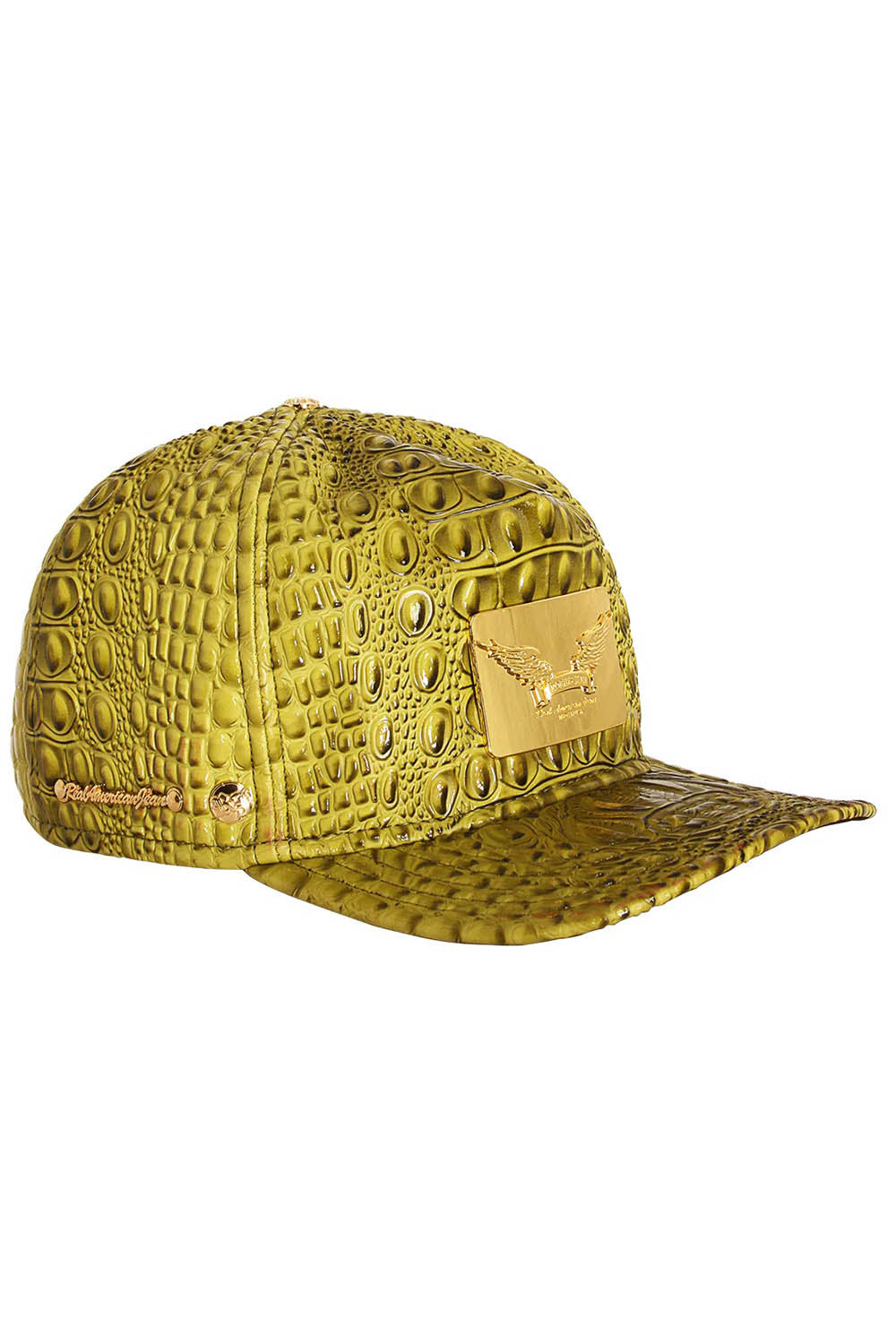 ROBIN'S GOLD TAG CAP IN GREEN CROC