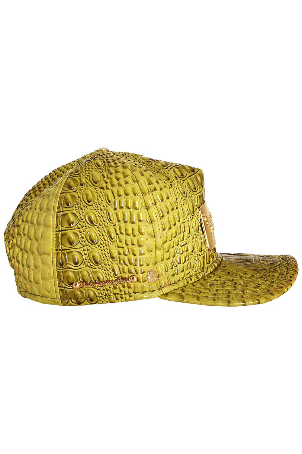 ROBIN'S GOLD TAG CAP IN GREEN CROC