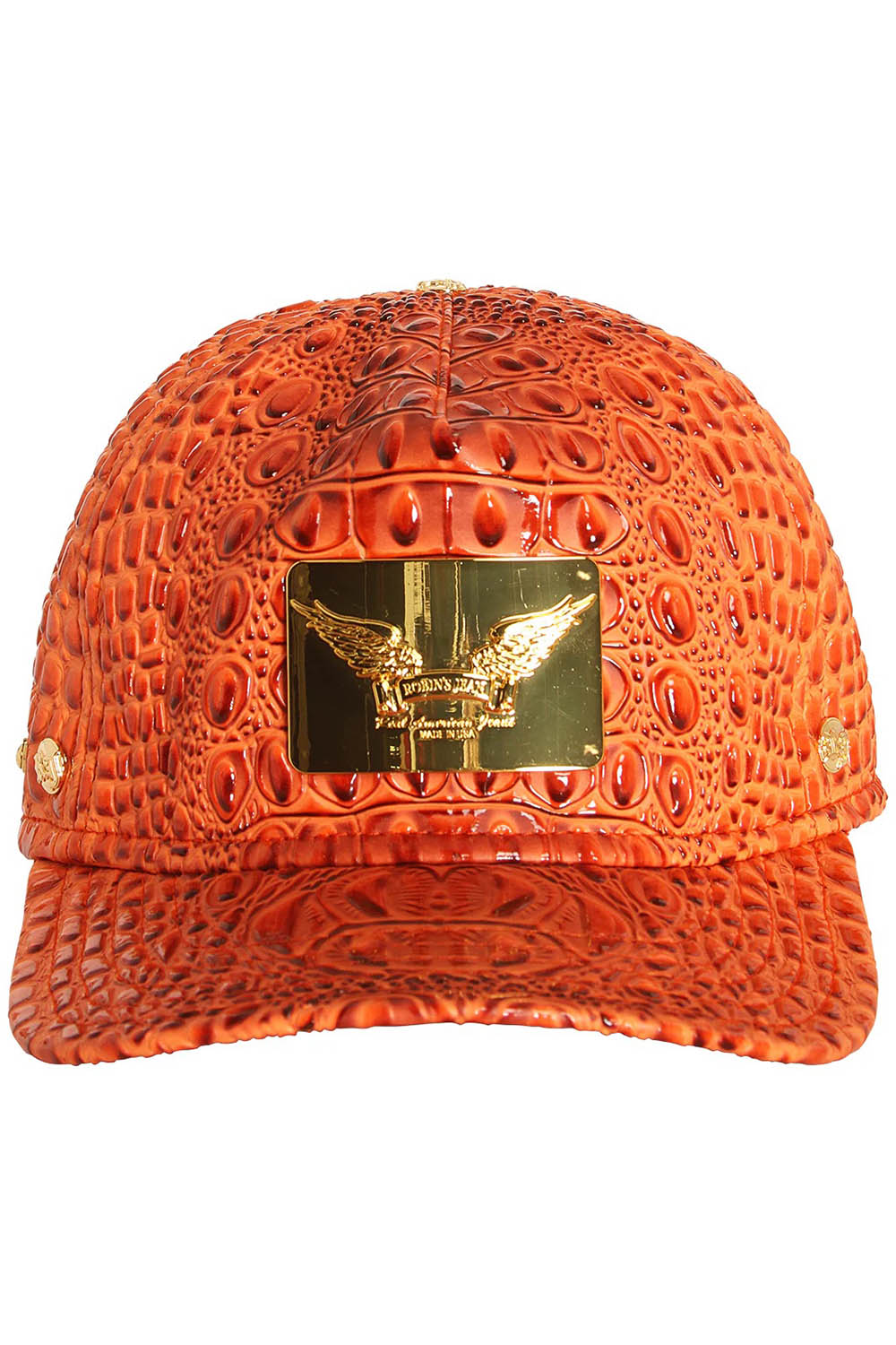 ROBIN'S GOLD TAG CAP IN ORANGE CROC