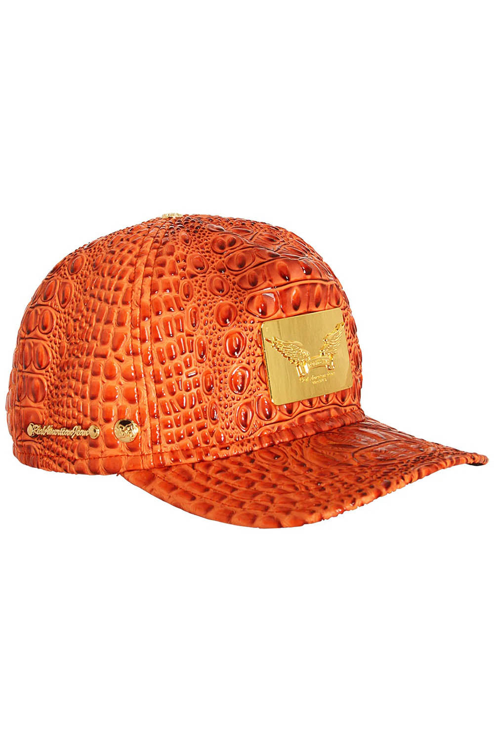 ROBIN'S GOLD TAG CAP IN ORANGE CROC