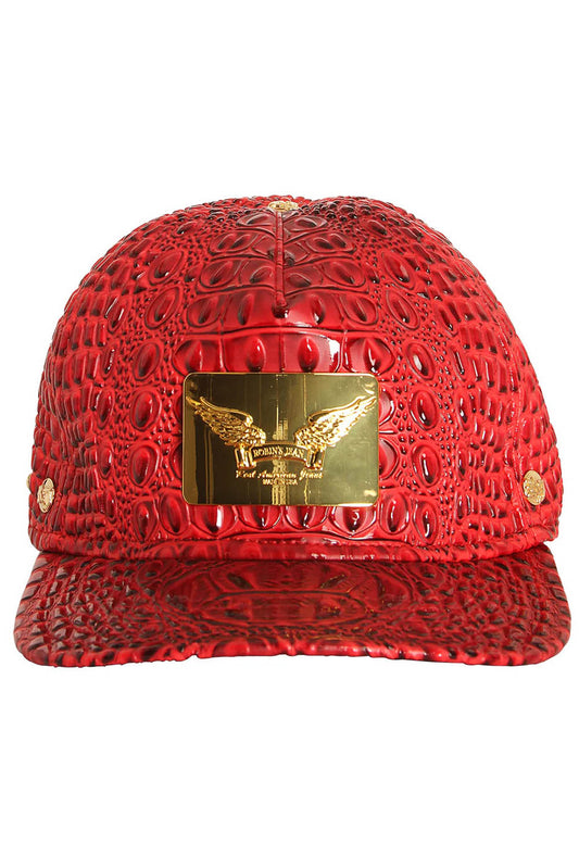 ROBIN'S GOLD TAG CAP IN RED CROC