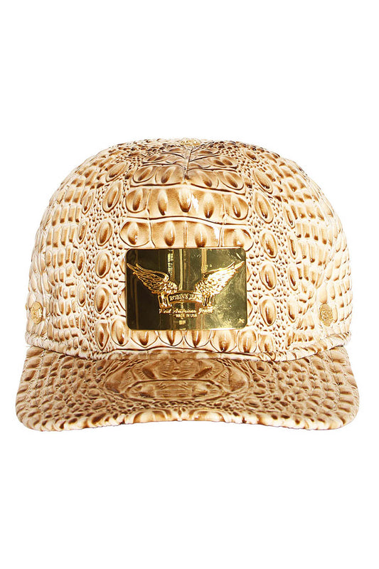 ROBIN'S GOLD TAG CAP IN BEIGE CROC