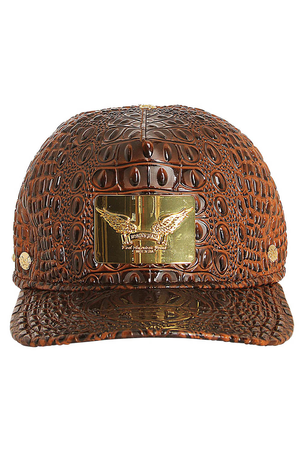 ROBIN'S GOLD TAG CAP IN BROWN CROC