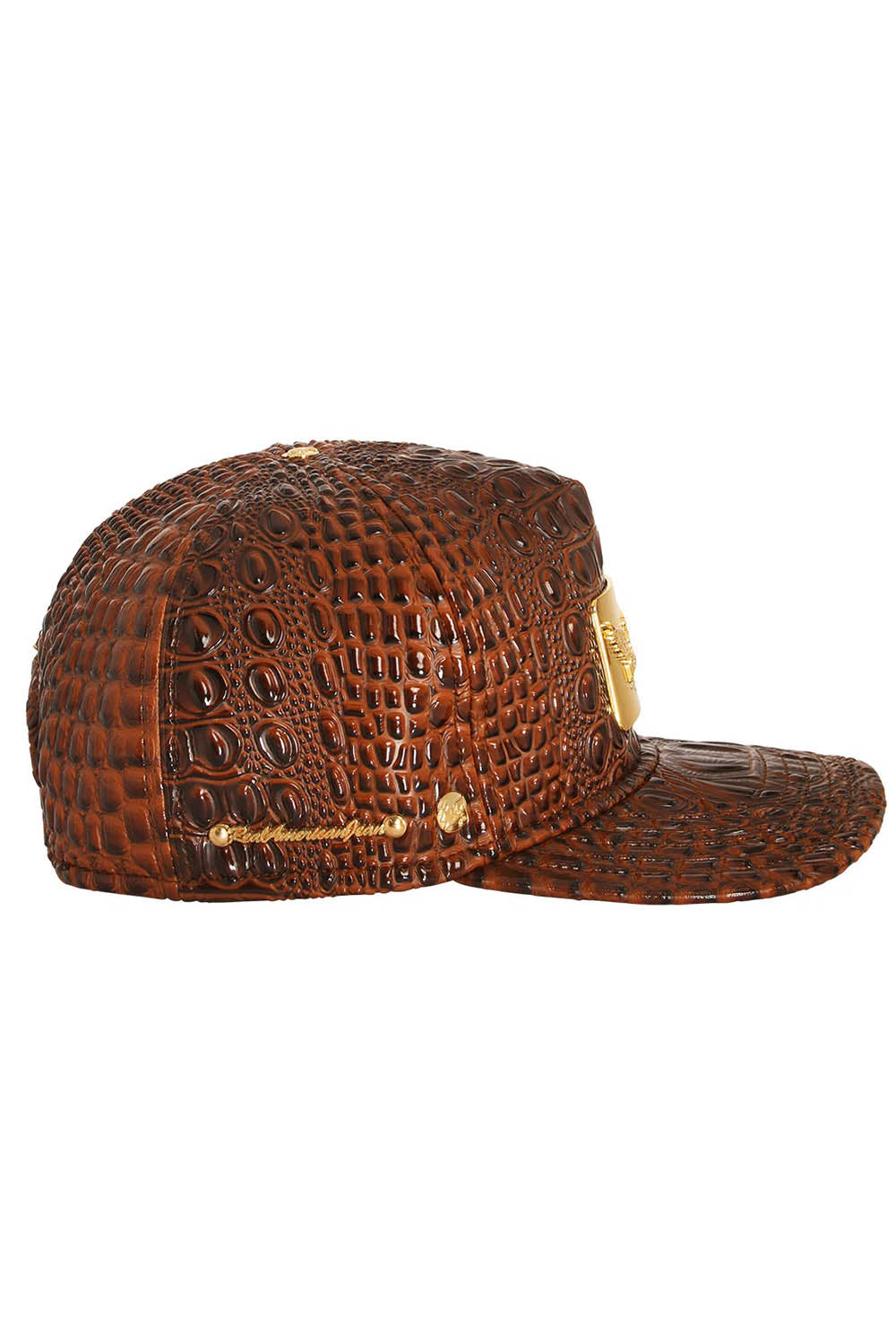 ROBIN'S GOLD TAG CAP IN BROWN CROC