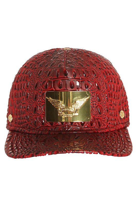 ROBIN'S GOLD TAG CAP IN BURGUNDY CROC