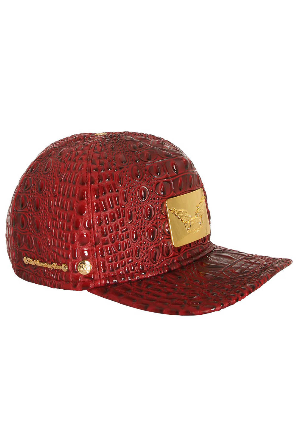 ROBIN'S GOLD TAG CAP IN BURGUNDY CROC