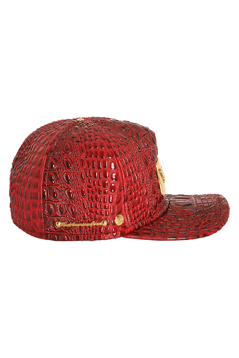 ROBIN'S GOLD TAG CAP IN BURGUNDY CROC