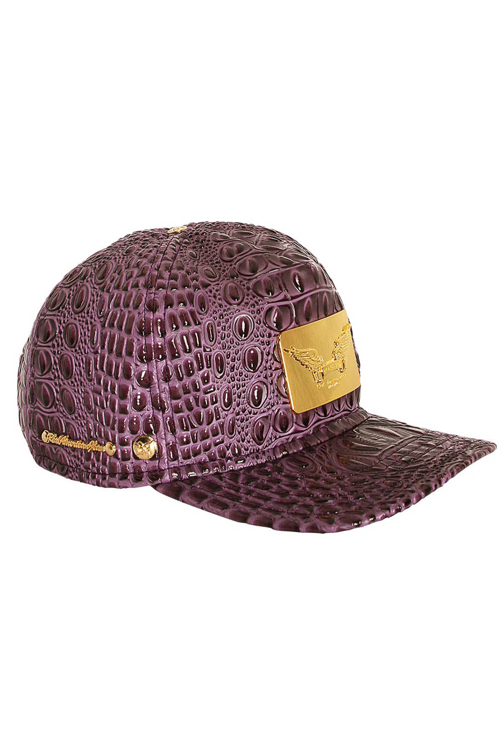 ROBIN'S GOLD TAG CAP IN PURPLE CROC