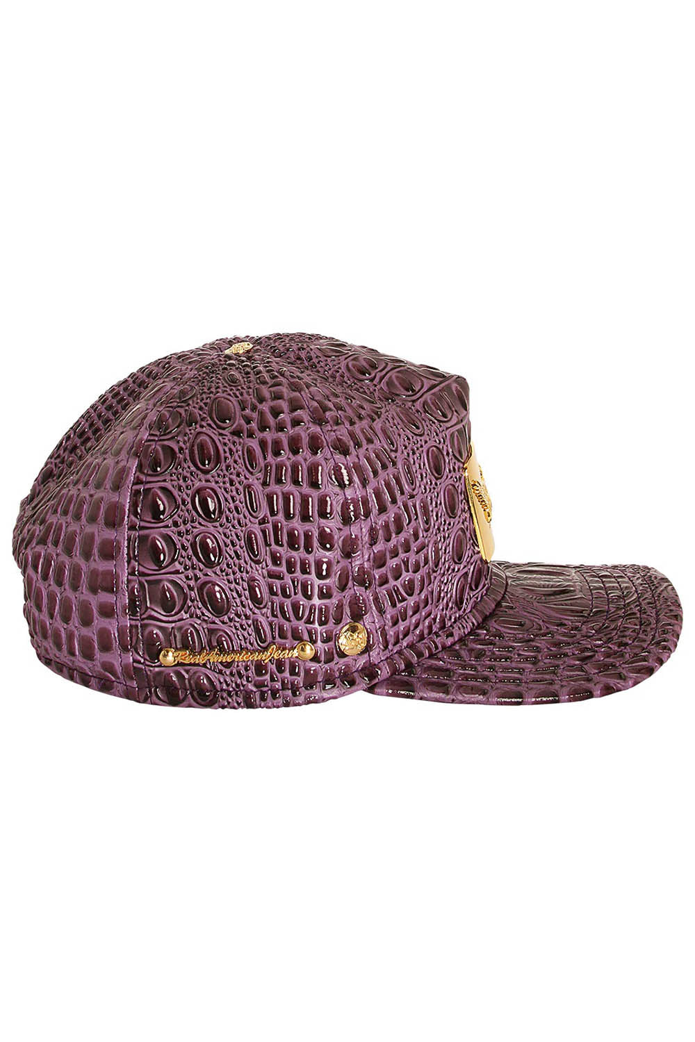 ROBIN'S GOLD TAG CAP IN PURPLE CROC