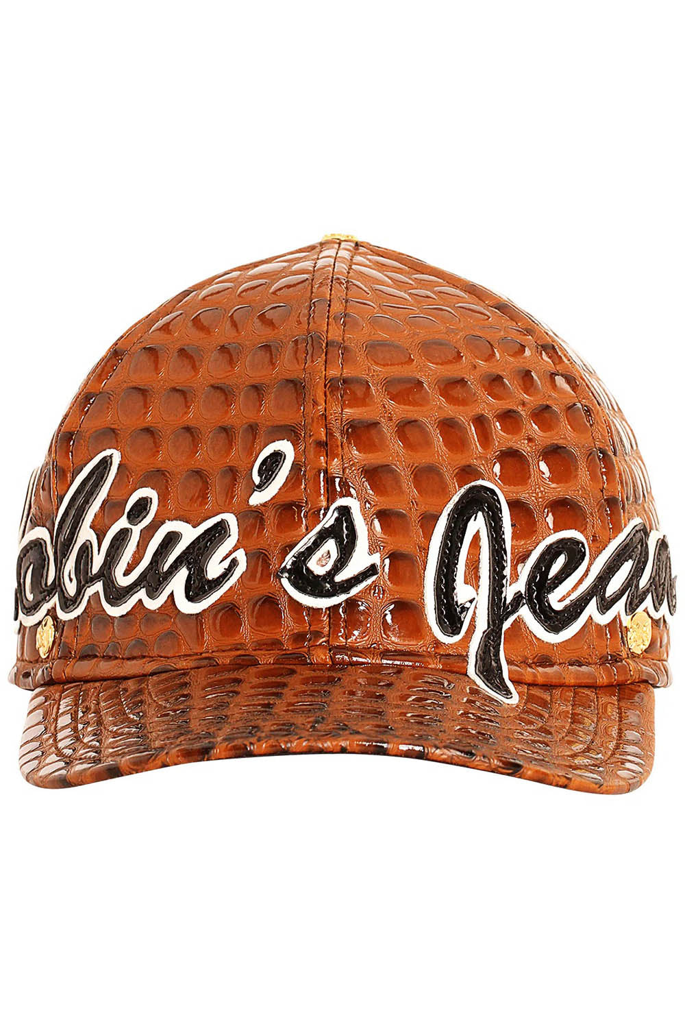 RJ SCRIPT CAP IN BROWN LIZARD