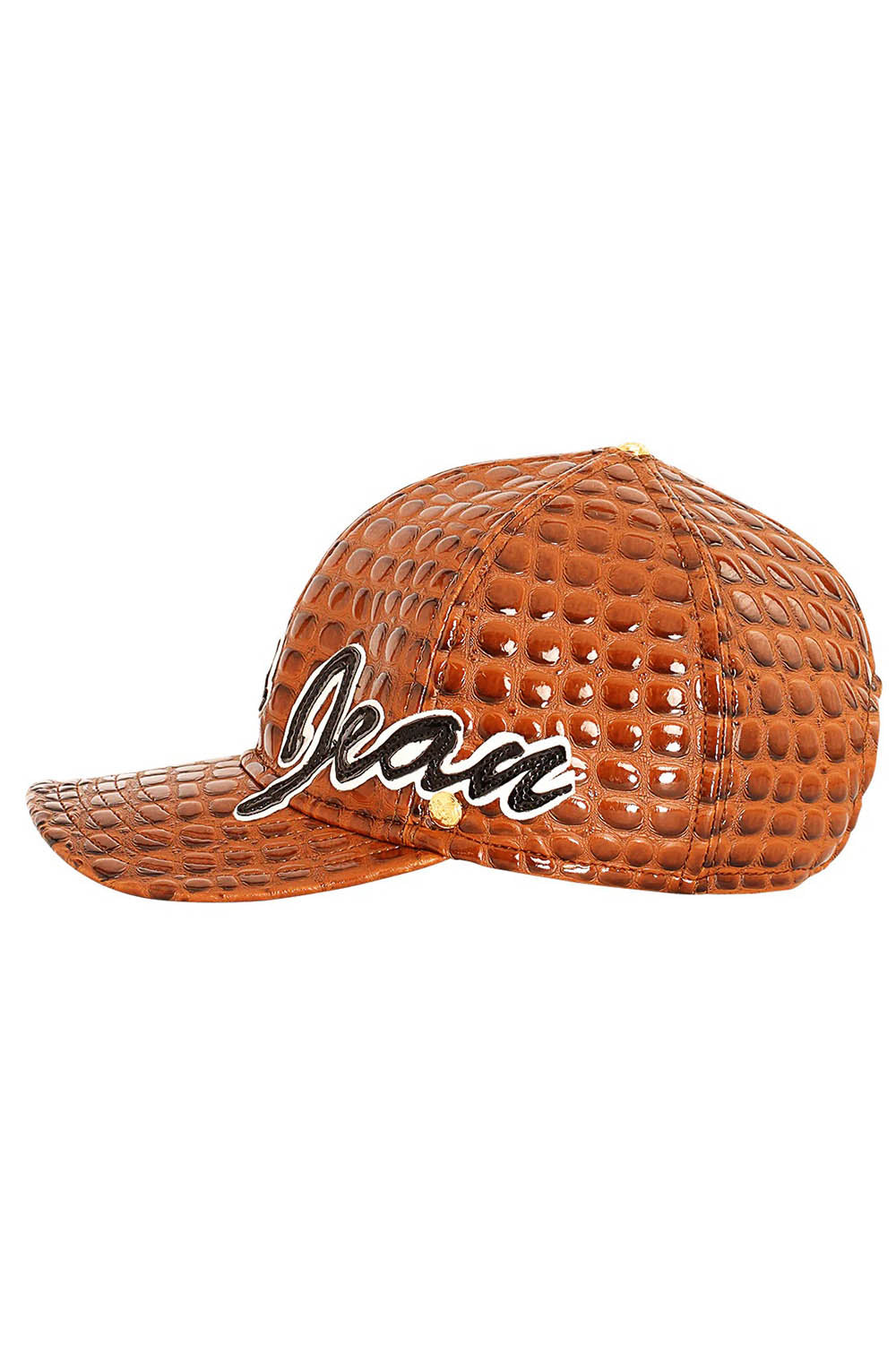 RJ SCRIPT CAP IN BROWN LIZARD