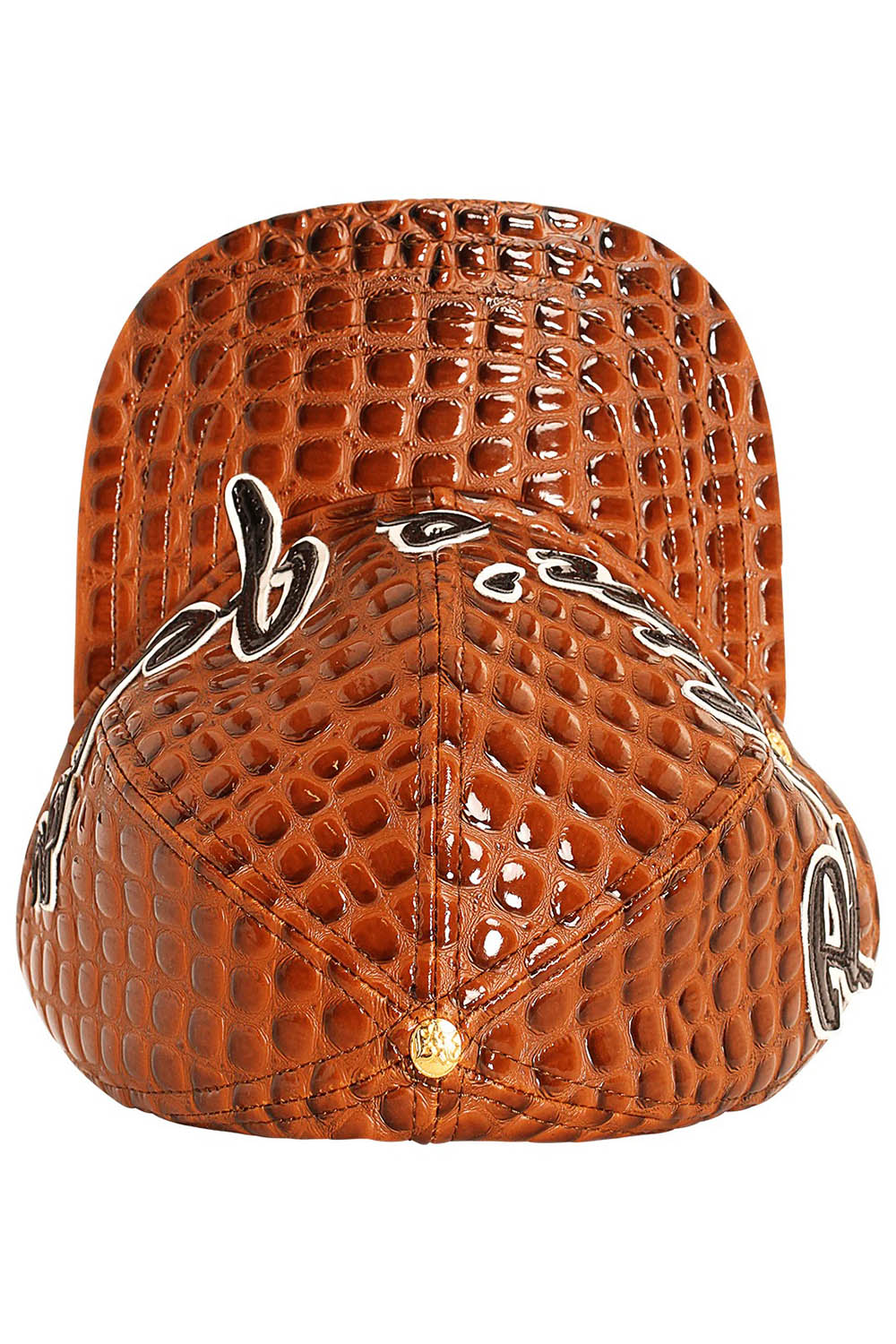 RJ SCRIPT CAP IN BROWN LIZARD