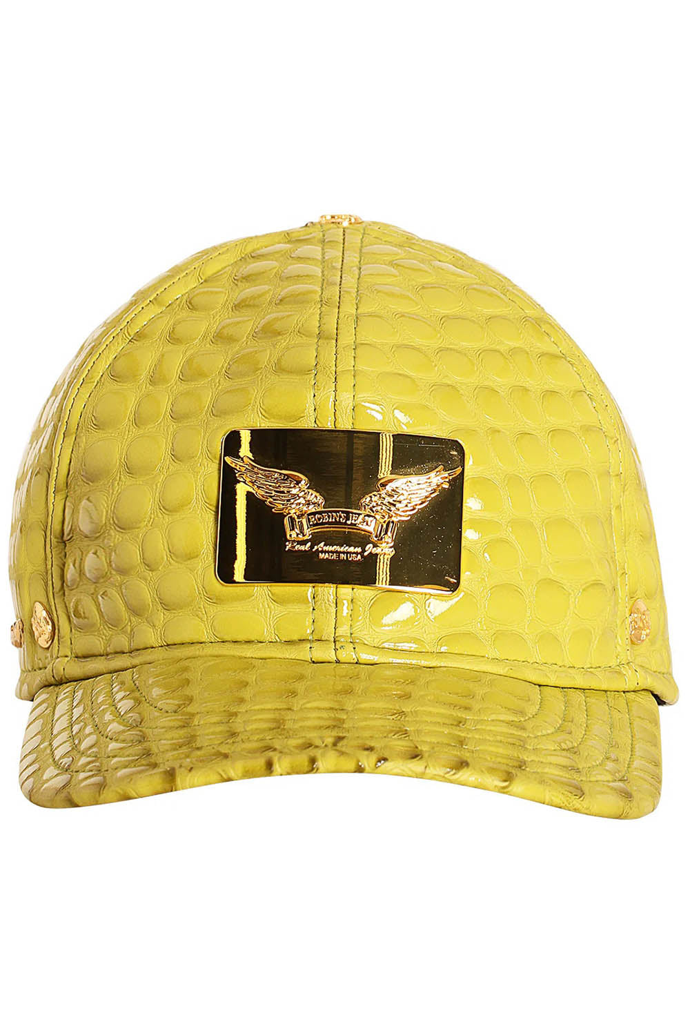 ROBIN'S GOLD TAG CAP IN LIME LIZARD