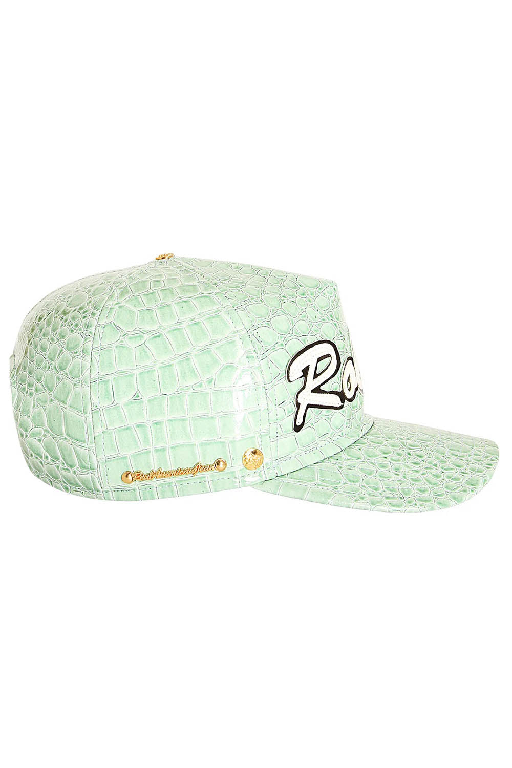 ROBIN S JEAN SCRIPT CAP IN PATENT MINT CROC Robin s Jean