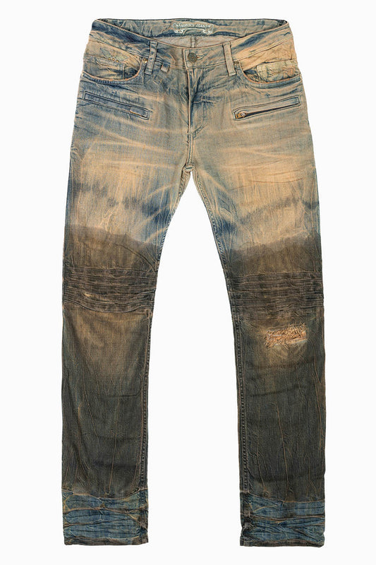 MOTO MEN'S BIKER JEANS IN TOP SECRET WASH