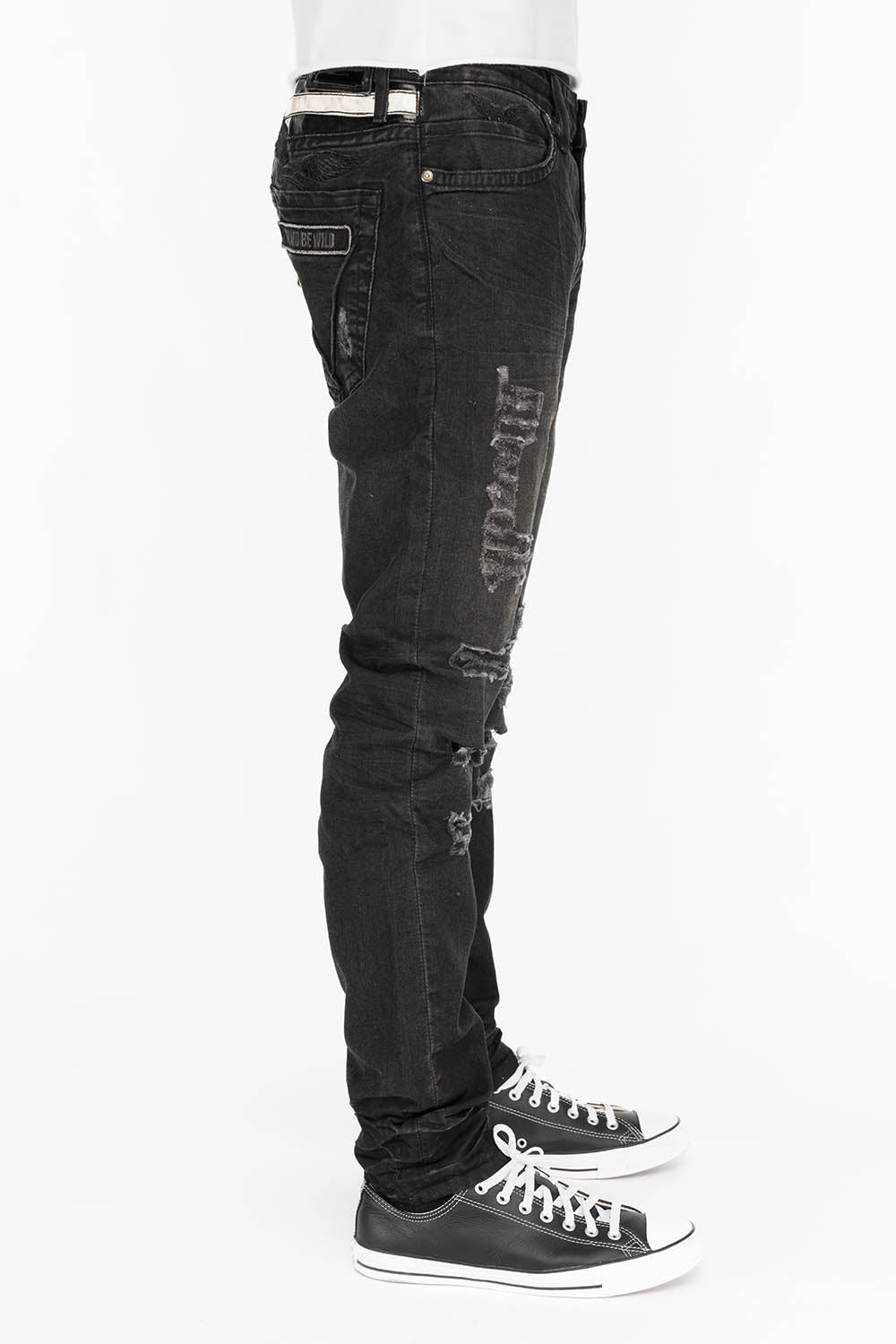 STARS AND STRIPES SKINNY DESTROY DENIM BLACK JEANS