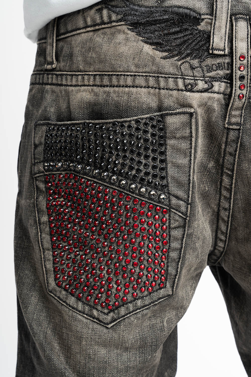 ROBIN'S STRAIGHT LEG JEANS  BROKEN WASH WITH FULL EMBELLISHED BACK POCKETS WITH  CRYSTALS