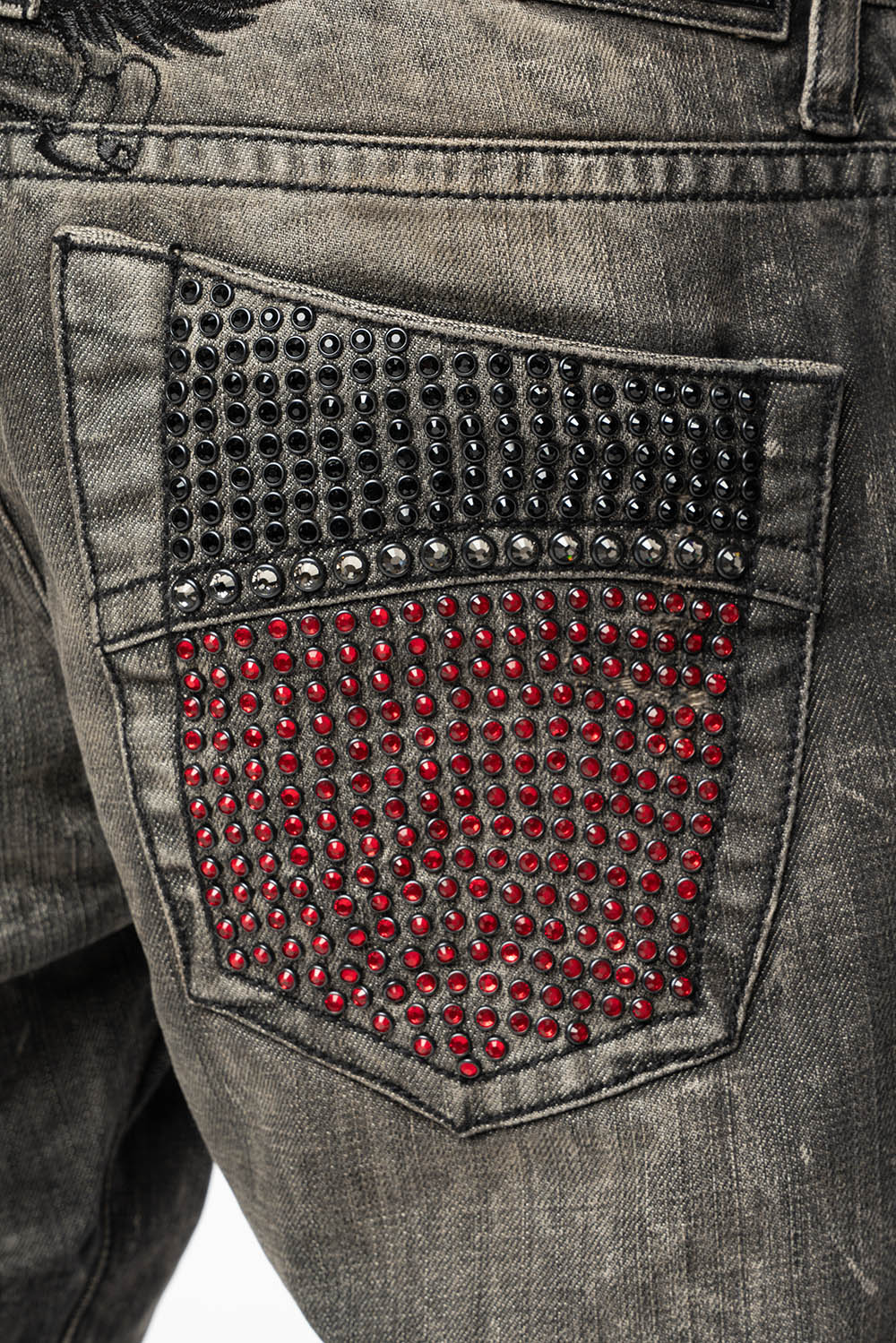 ROBIN'S STRAIGHT LEG JEANS  BROKEN WASH WITH FULL EMBELLISHED BACK POCKETS WITH  CRYSTALS