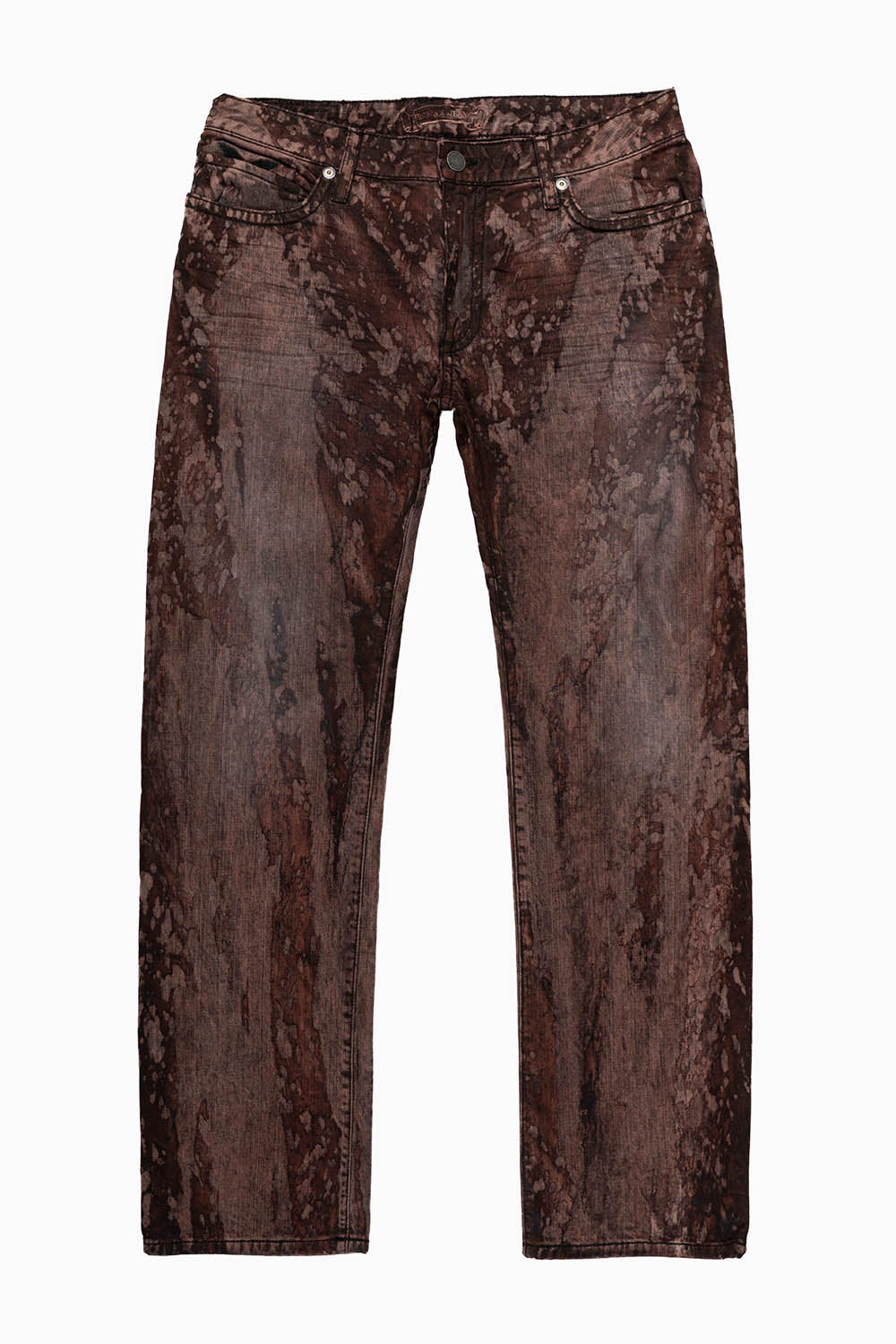 LONG FLAP STRAIGHT LEG JEANS WITH CRYSTALS  IN GALAXY BROWN WASH