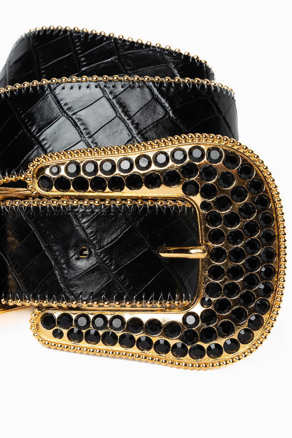 ROBIN'S JEAN BLK PATENT LEATHER BELT WITH BLK CRYSTALS