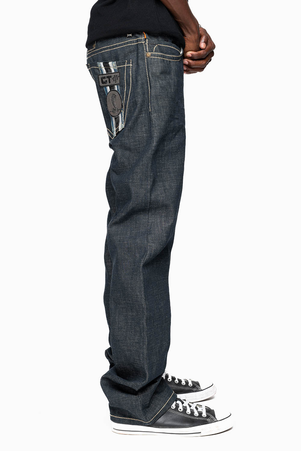 デニム+ジーンズ robin's jean    31 ROBIN'S GTBLK 5 POCKET STRAIGHT LEG JEANS IN RAW RED SALVAGED