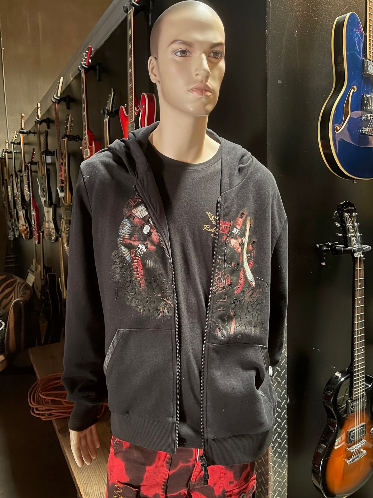 Hoodie with Artisan Snake Print