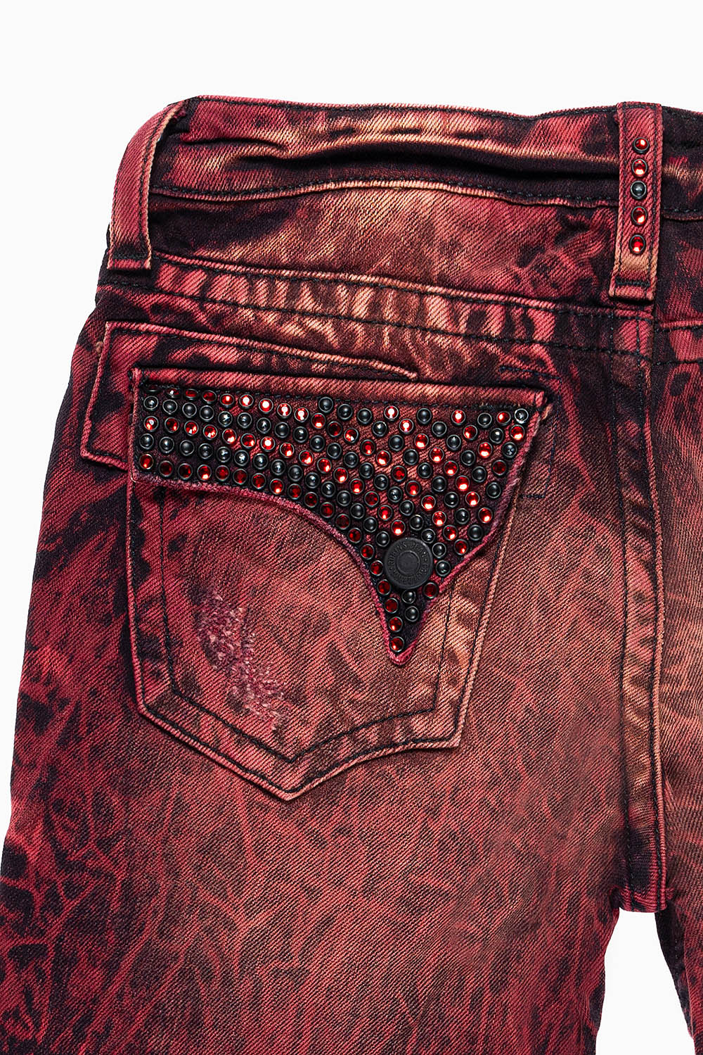 ROBINS KIDS LONG FLAP SLIM-STRAIGHT JEANS  IN YANKEE WASH EMBELLISHED WITH CRYSTALS AND STUDS