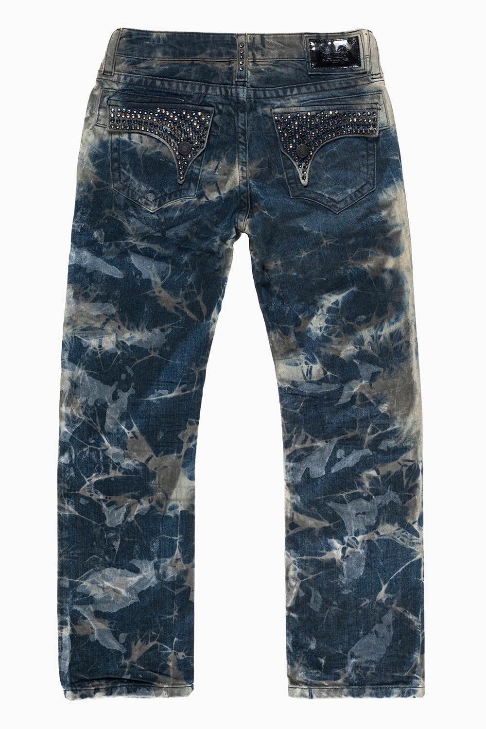 ROBINS KIDS LONG FLAP SLIM-STRAIGHT JEANS  IN SATURN  WASH EMBELLISHED WITH CRYSTALS