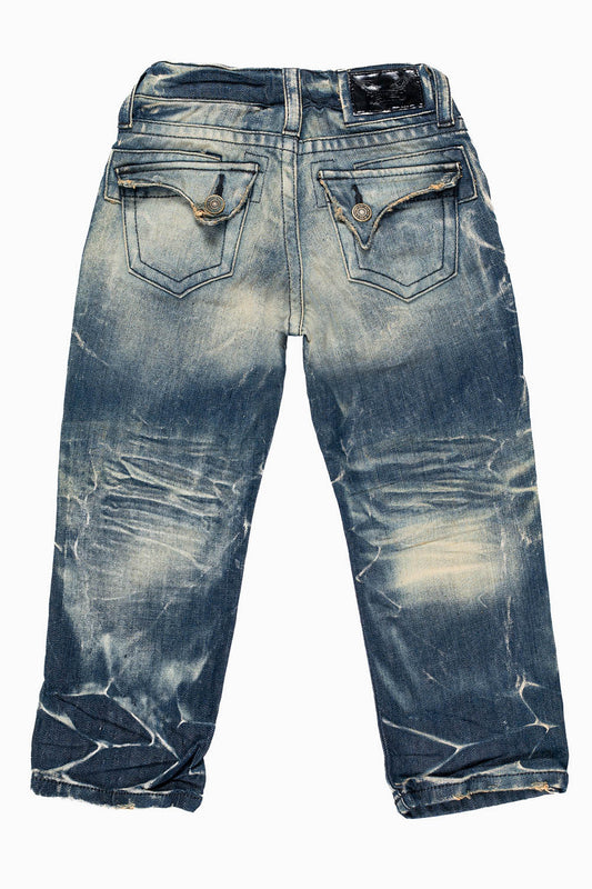 ROBINS KIDS LONG FLAP SLIM-STRAIGHT JEANS  IN 4D DARK BLUE WASH