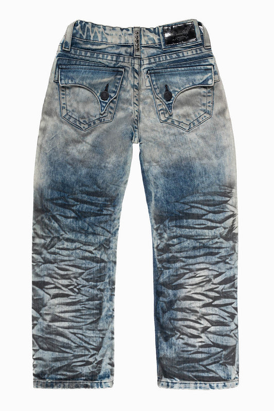 ROBINS KIDS LONG FLAP SLIM-STRAIGHT JEANS  IN D WASH BLK WASH
