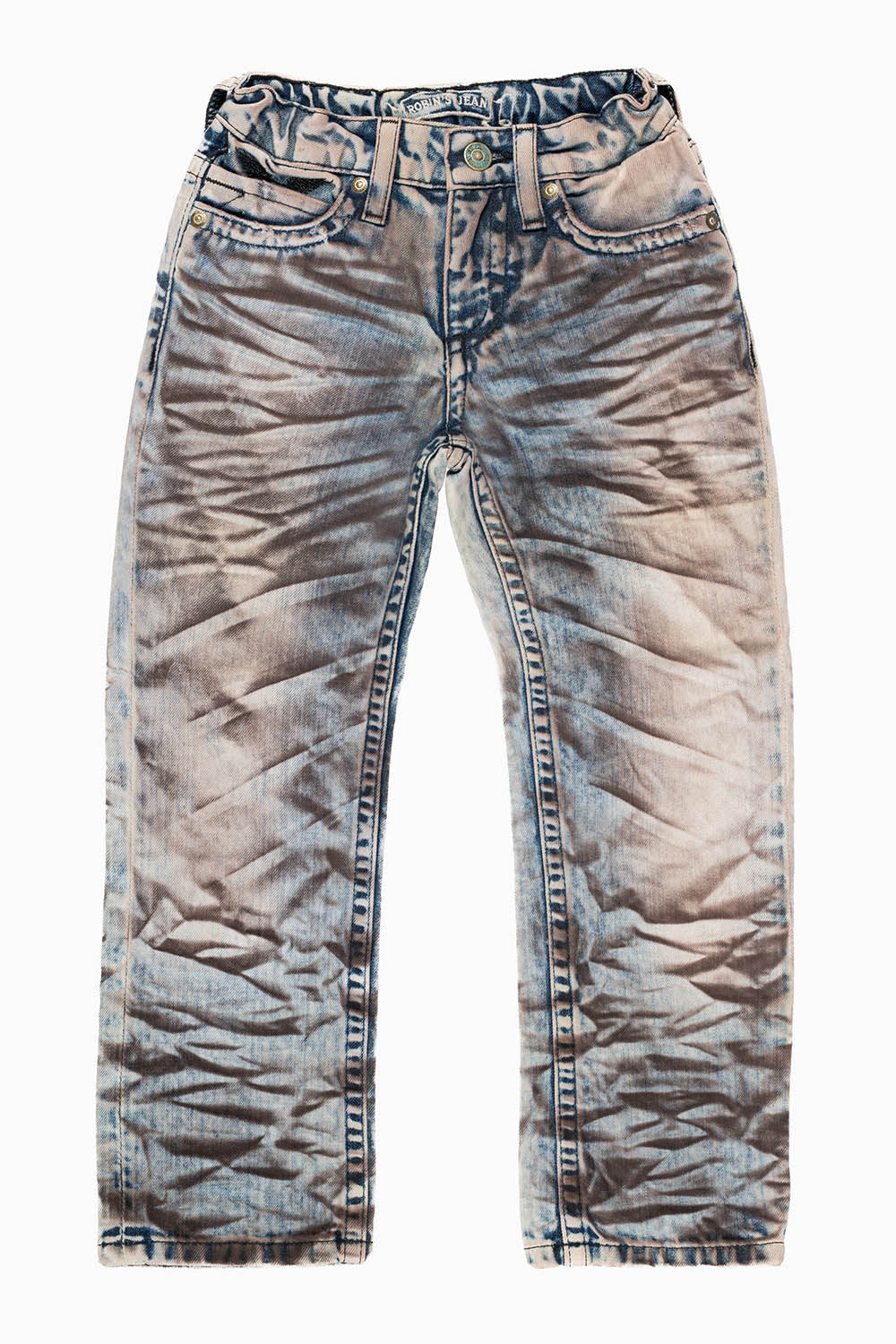 ROBINS KIDS LONG FLAP SLIM-STRAIGHT JEANS  IN D WASH BROWN WASH