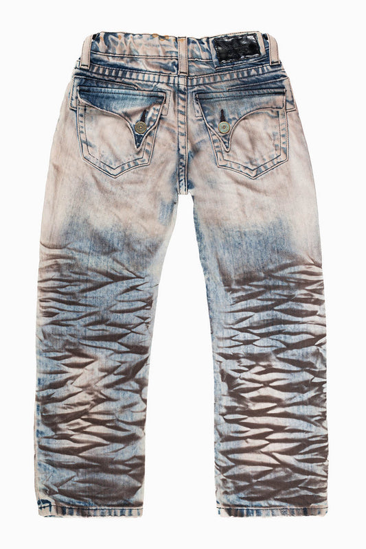 ROBINS KIDS LONG FLAP SLIM-STRAIGHT JEANS  IN D WASH BROWN WASH