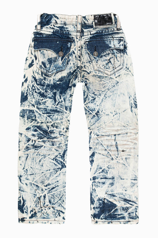 ROBINS KIDS LONG FLAP SLIM-STRAIGHT JEANS  IN BROKEN REPAIR FROZEN WASH