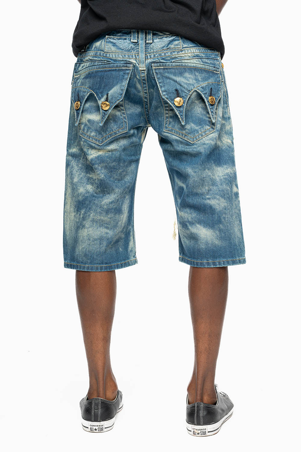 MENS DOUBLE FLAP DESTROYED SHORTS IN BOSTON WASH