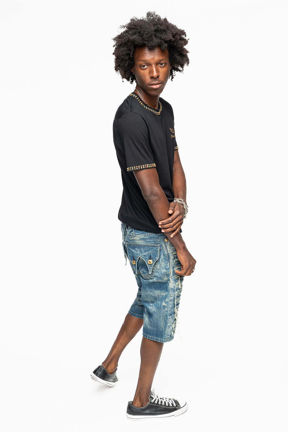 MENS DOUBLE FLAP DESTROYED SHORTS IN BOSTON WASH