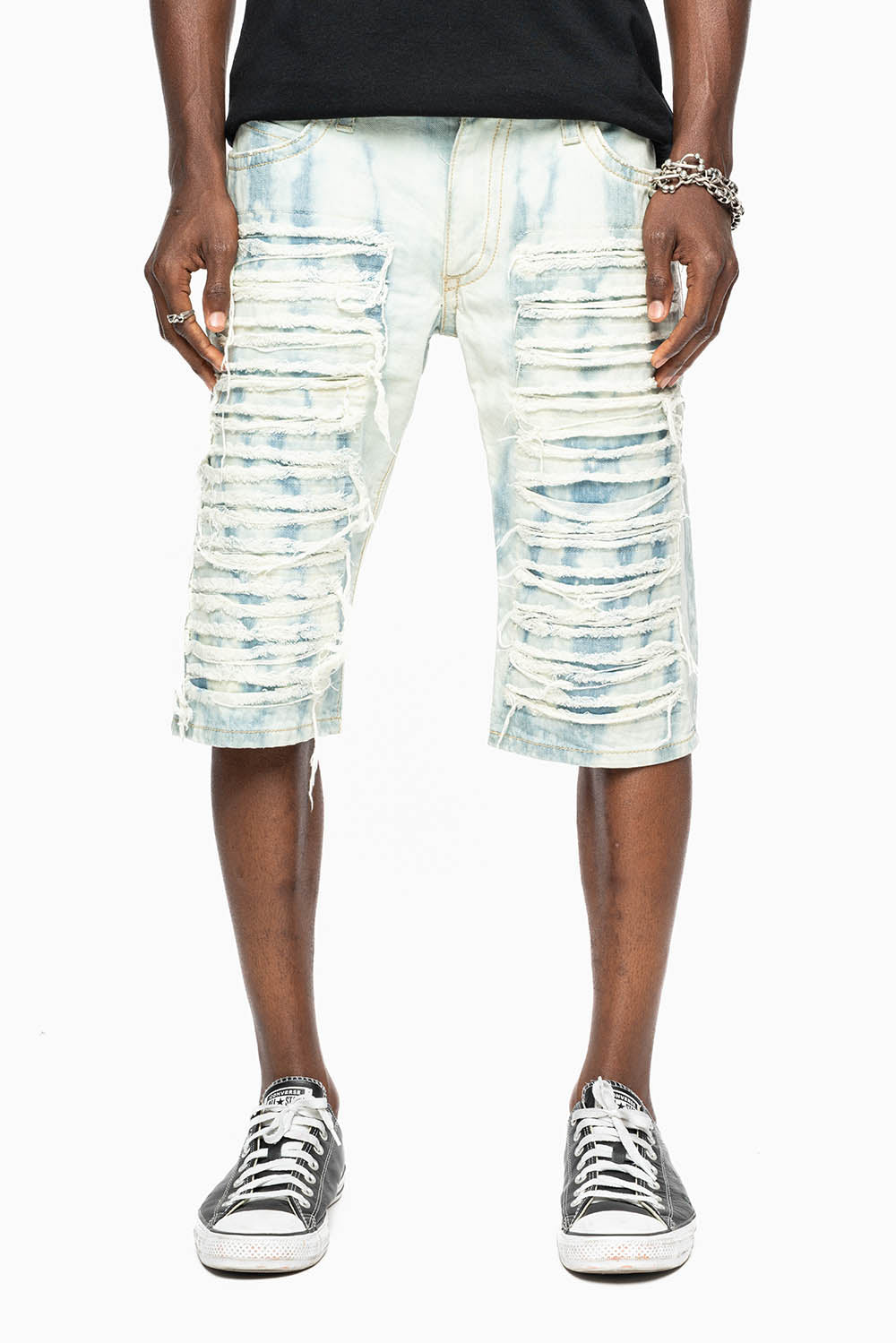 MENS DOUBLE FLAP DESTROYED SHORTS IN FLORENCE WASH