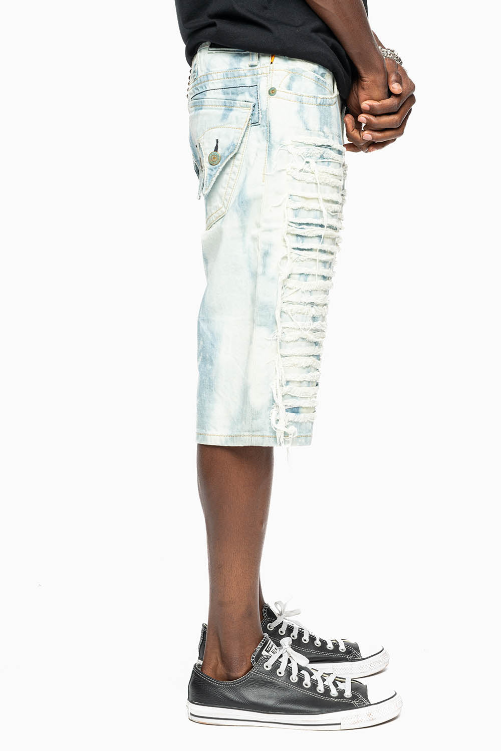 MENS DOUBLE FLAP DESTROYED SHORTS IN FLORENCE WASH