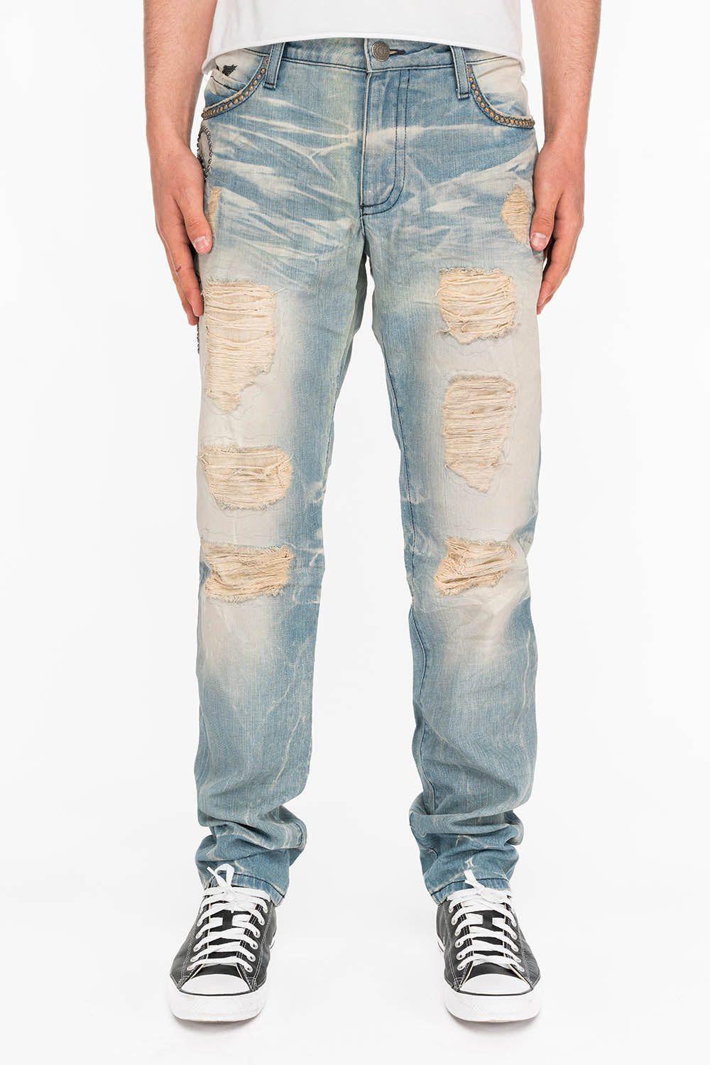 MENS REPAIR LONE STAR 5 POCKET JEANS IN BLUE WITH STUDS AND CRYSTALS