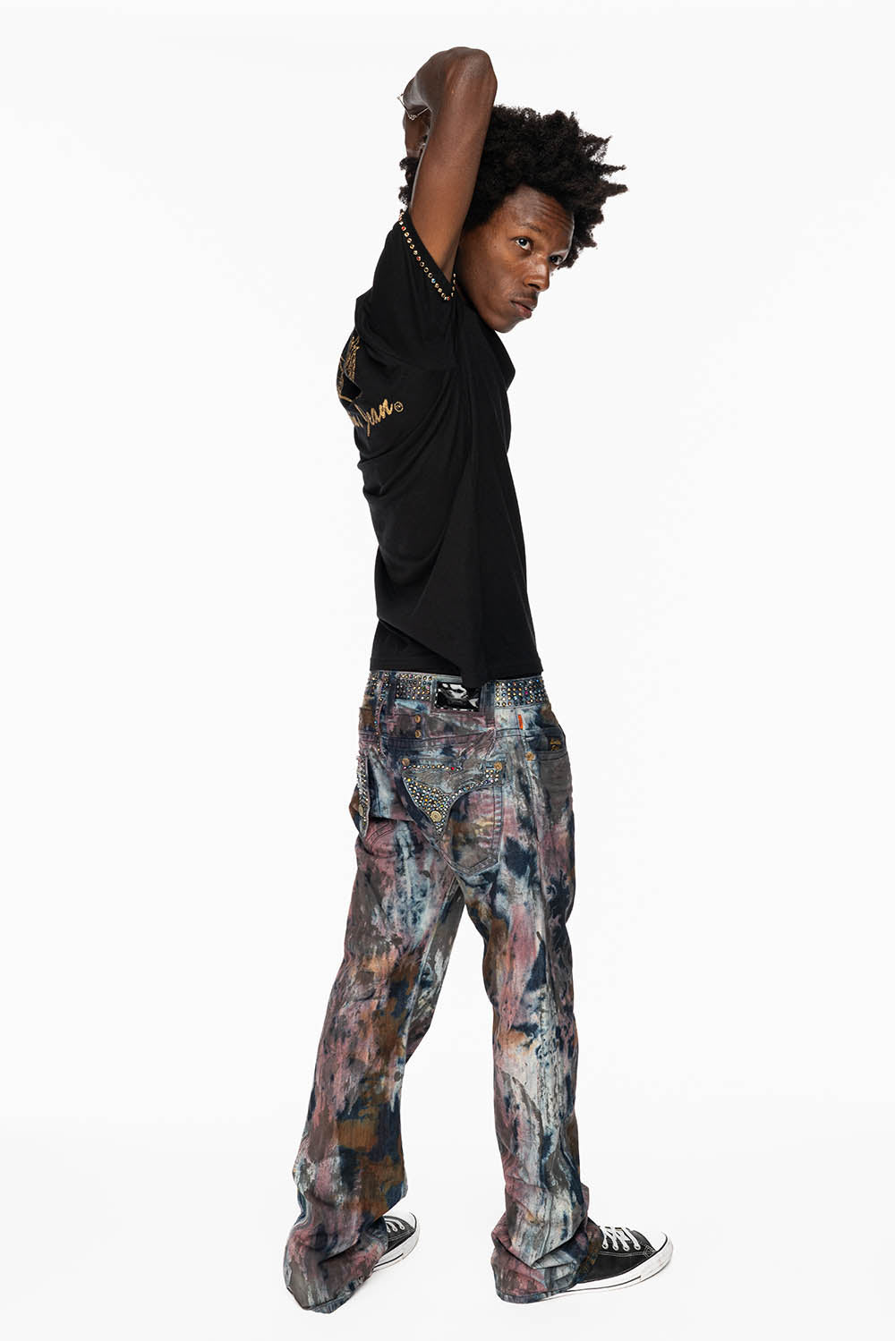 ARCHIVE LIMITED EDITION MENS LONG FLAP BOOT CUT JEANS IN BABA RED